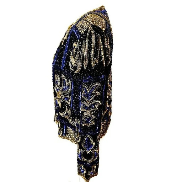 L‎ Vintage 80s Brilliante By J.A. Bedazzled Sequined Beaded Statement Fun Jacket - Picture 2 of 7